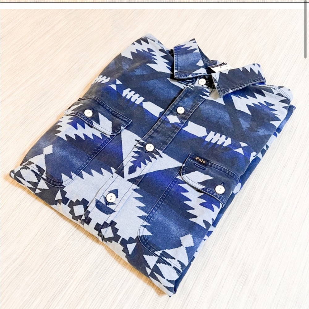 Polo Ralph Lauren Classic Fit Indigo Southwestern Jacquard Shirt Small